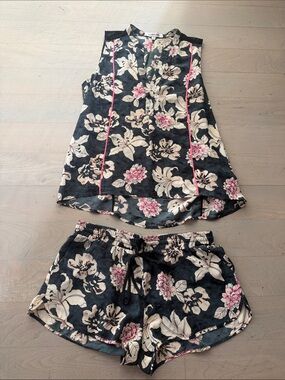 Elizabeth and James Floral Short and Tank Set with Cream and Pink